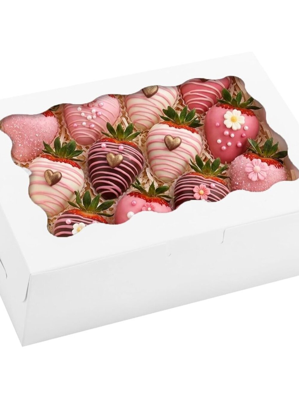 12pcs Cookie Boxes with Window, 9x6x3 In White Bakery Boxes